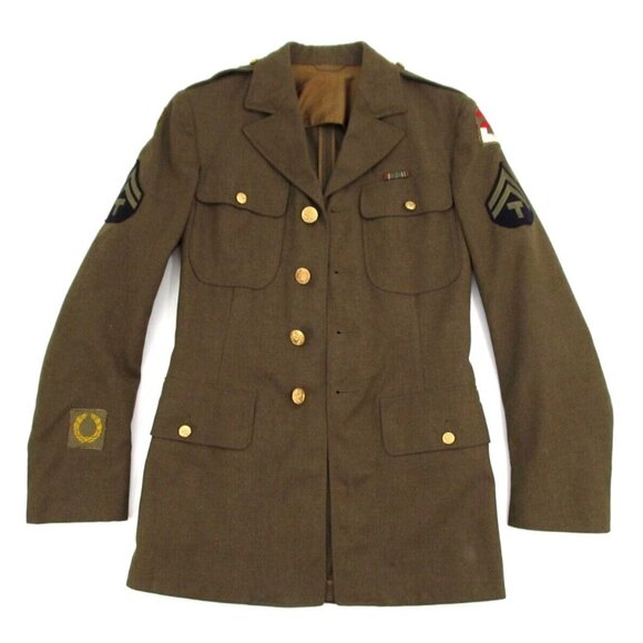 WWII US Army Air Corp Wool Jacket Olive 9th Army Utah Beach Northeast Europe 35L - Picture 14 of 15